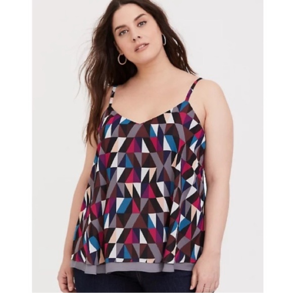 Torrid Sophie Geo Chiffon Double Layer Swing Cami - Picture 1 of 9